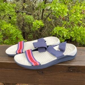 Blue croc sandals